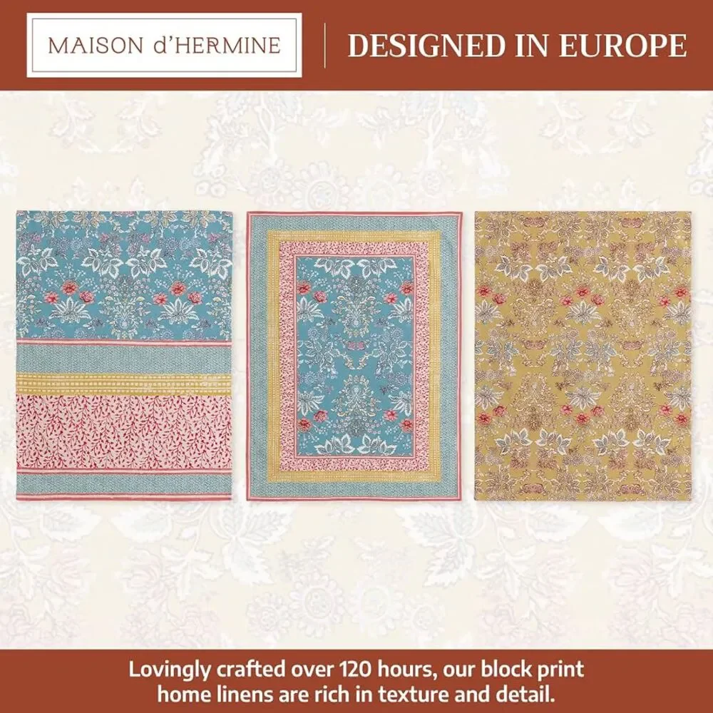 Maison d' Hermine Kitchen Towels Set of 3 Reusable 100% Cotton marquise